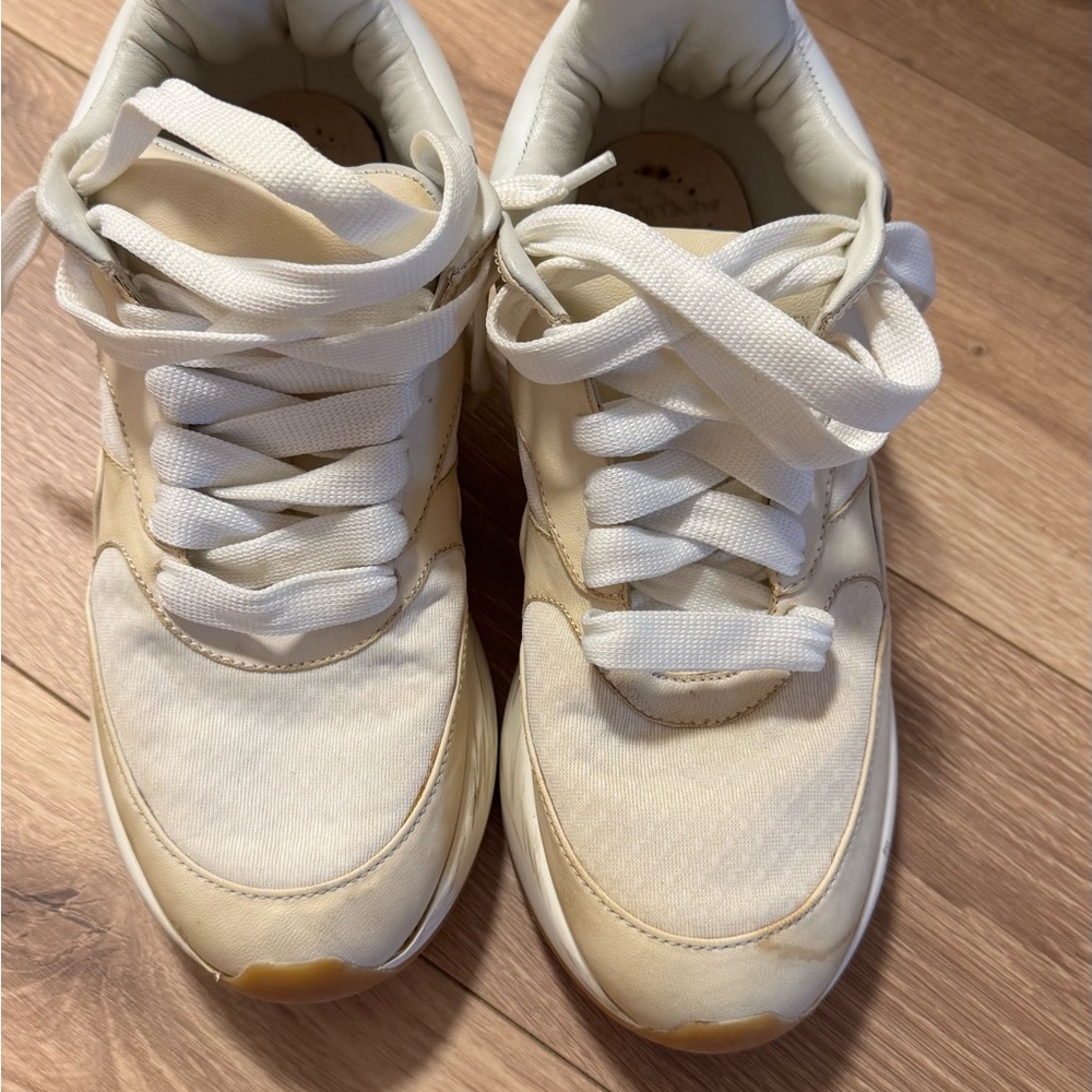 Cream and White Alexander McQueen Oversized Sneakers